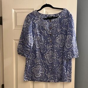 Style & Co. Blue and White Paisley Blouse